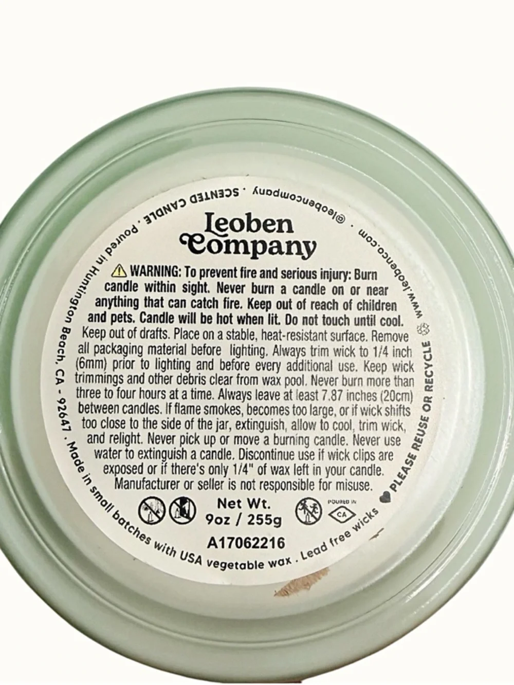Leoben Company Eucalyptus Mint Stress Relief Candle - Mint